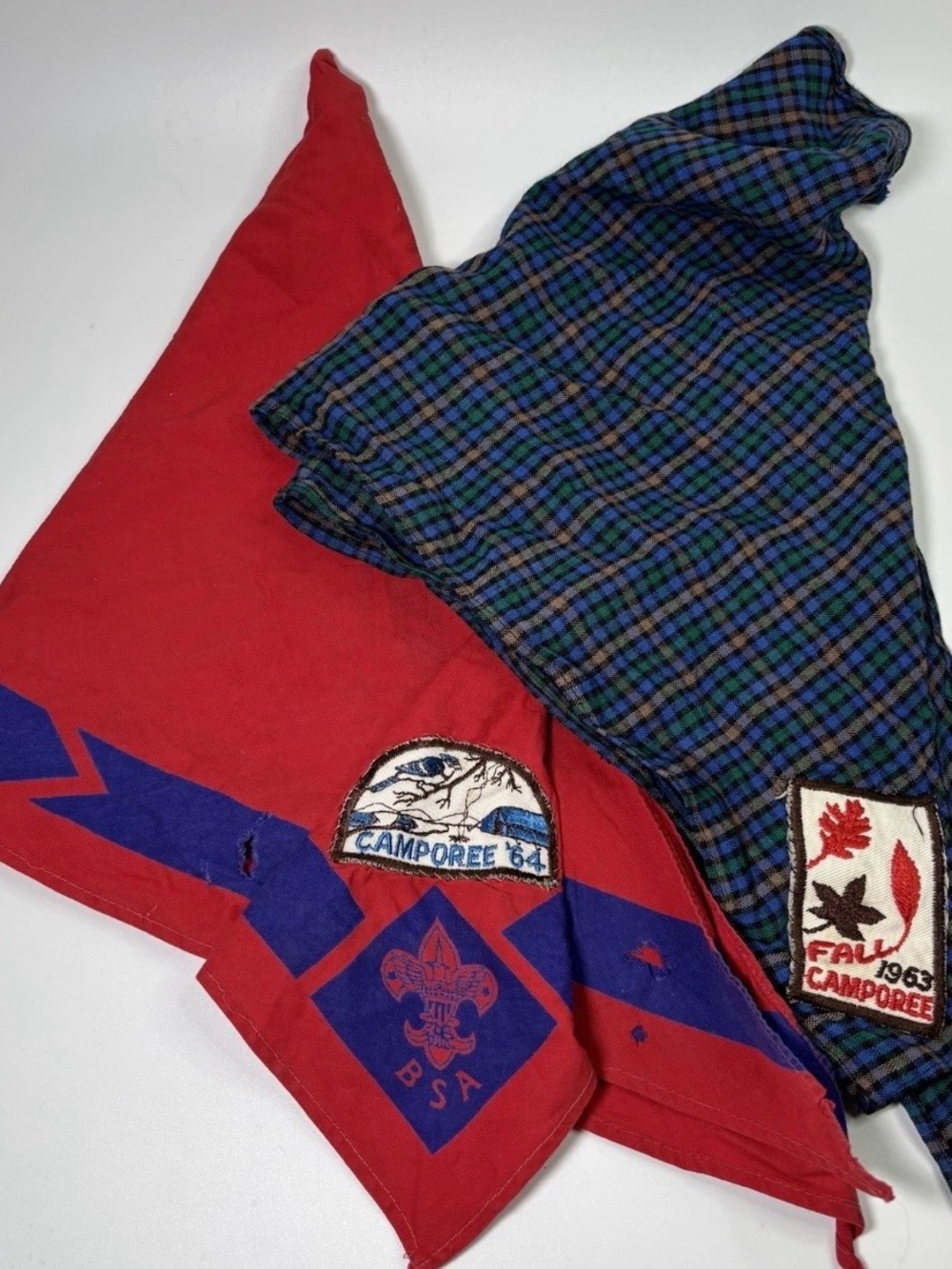 Vintage Boy Scout Bandanas with Camporee Patches 1963/1964